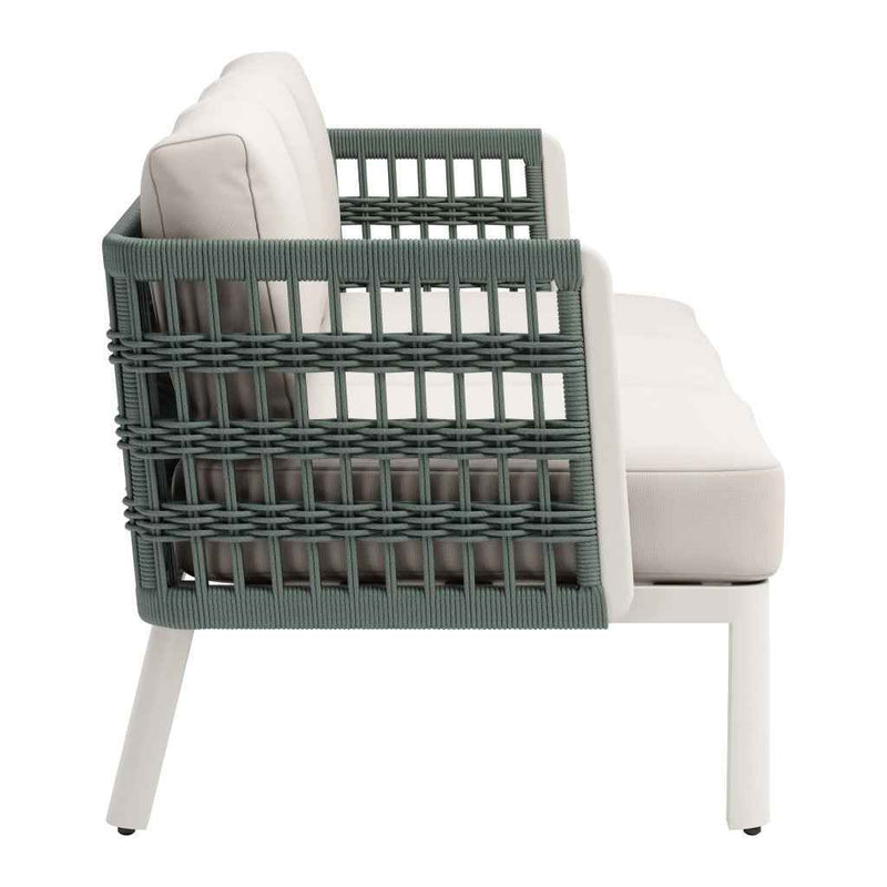 74" White Polypropylene Sofa