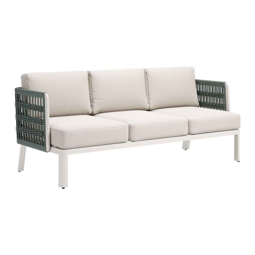 74" White Polypropylene Sofa