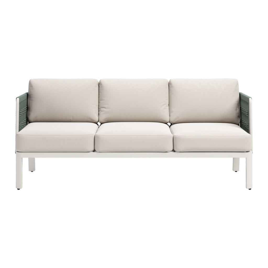 74" White Polypropylene Sofa