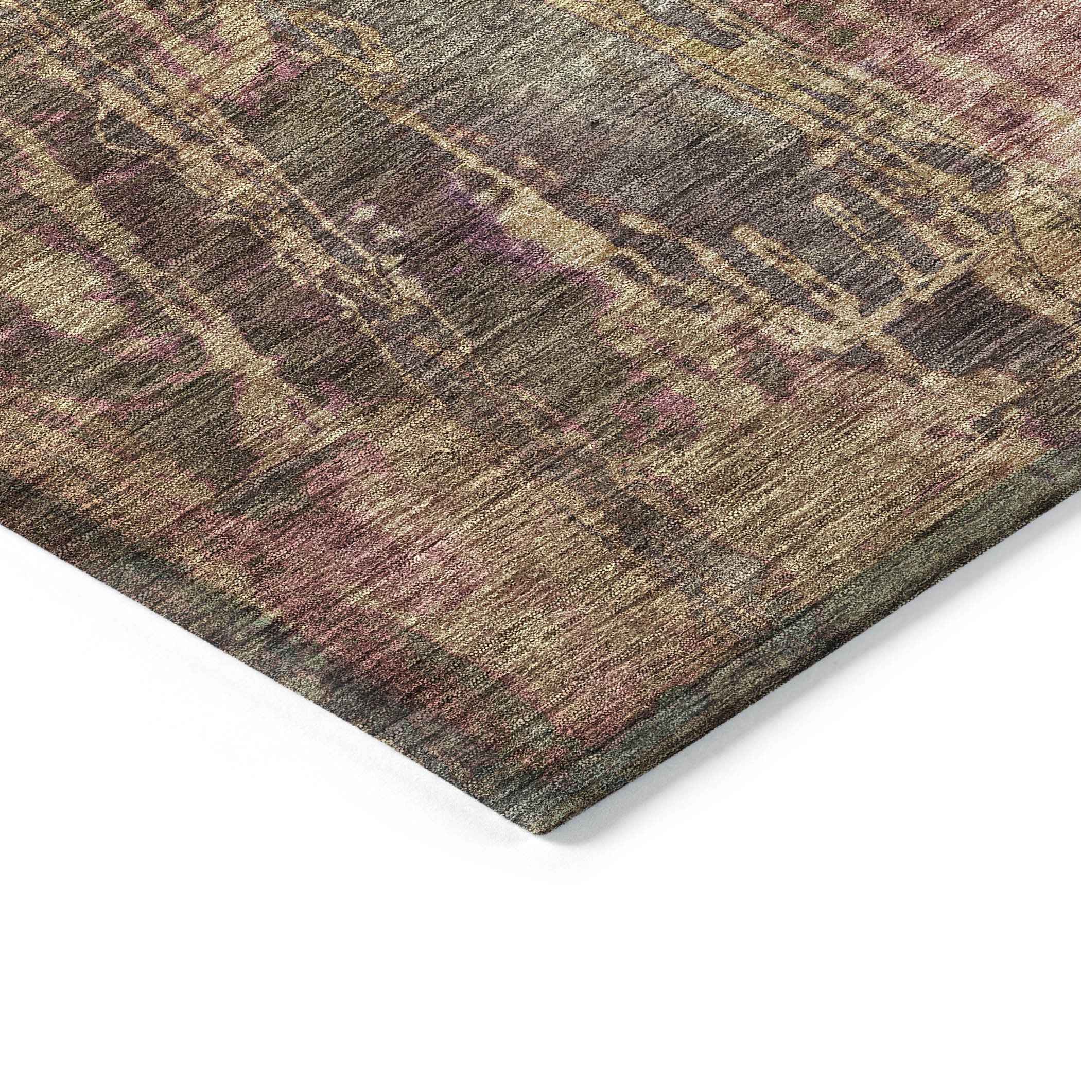 3' X 5' Brown And Blush Abstract Washable Indoor Outdoor Area Rug