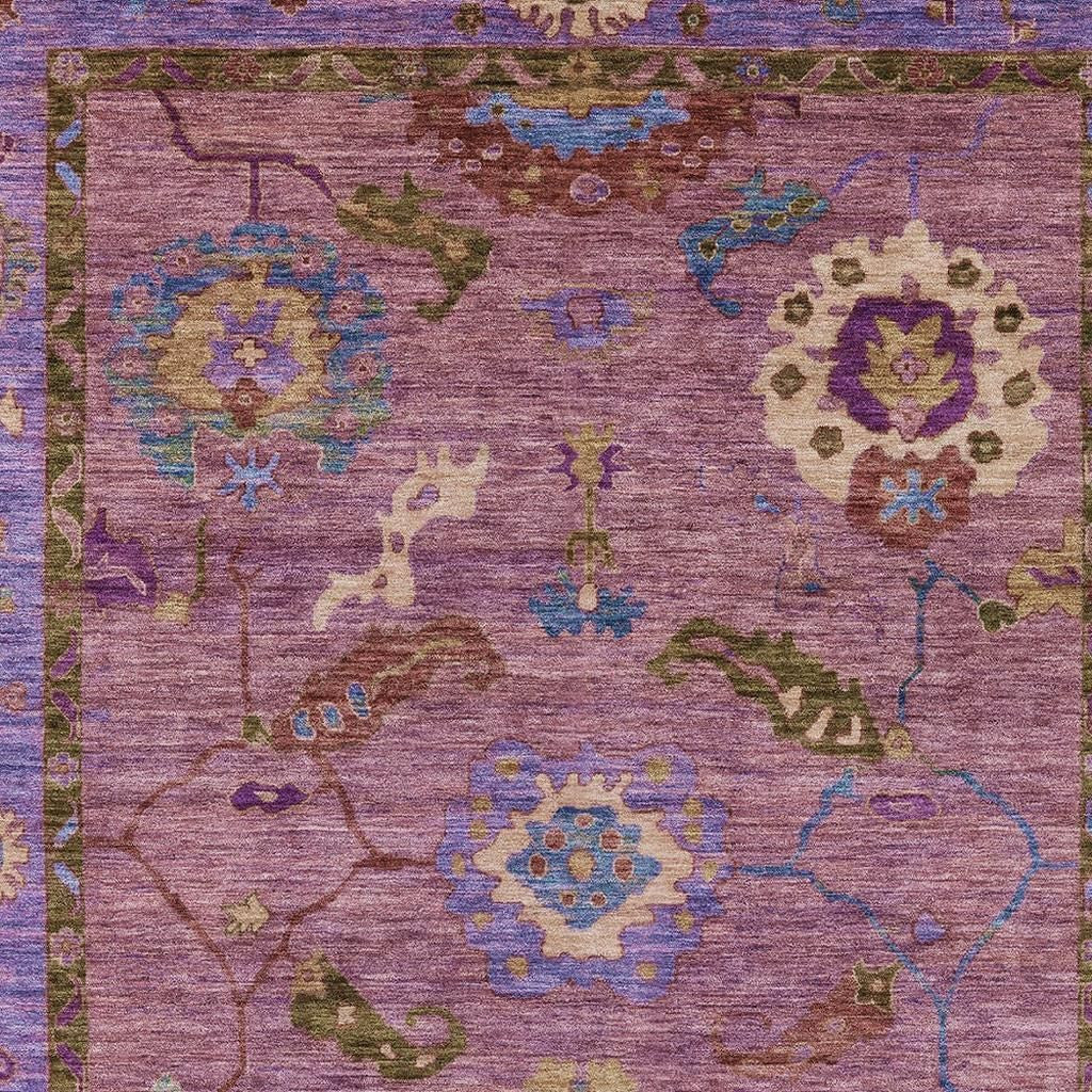 3' X 5' Pink Purple And Gold Floral Medallion Washable Indoor Outdoor Area Rug - Sports & Outdoor