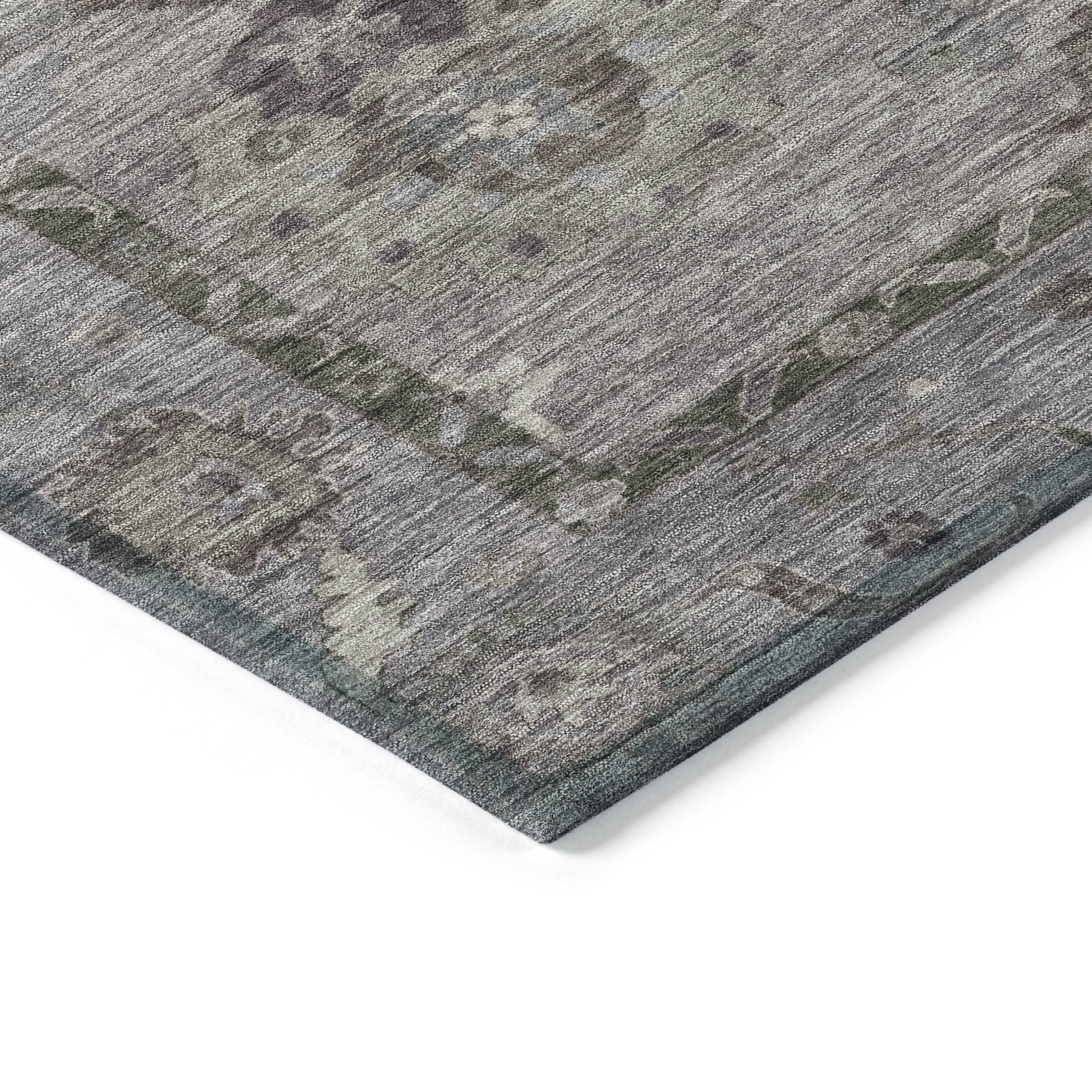 3' X 5' Pewter Gray And Silver Floral Medallion Washable Indoor Outdoor Area Rug - Sports & Outdoor