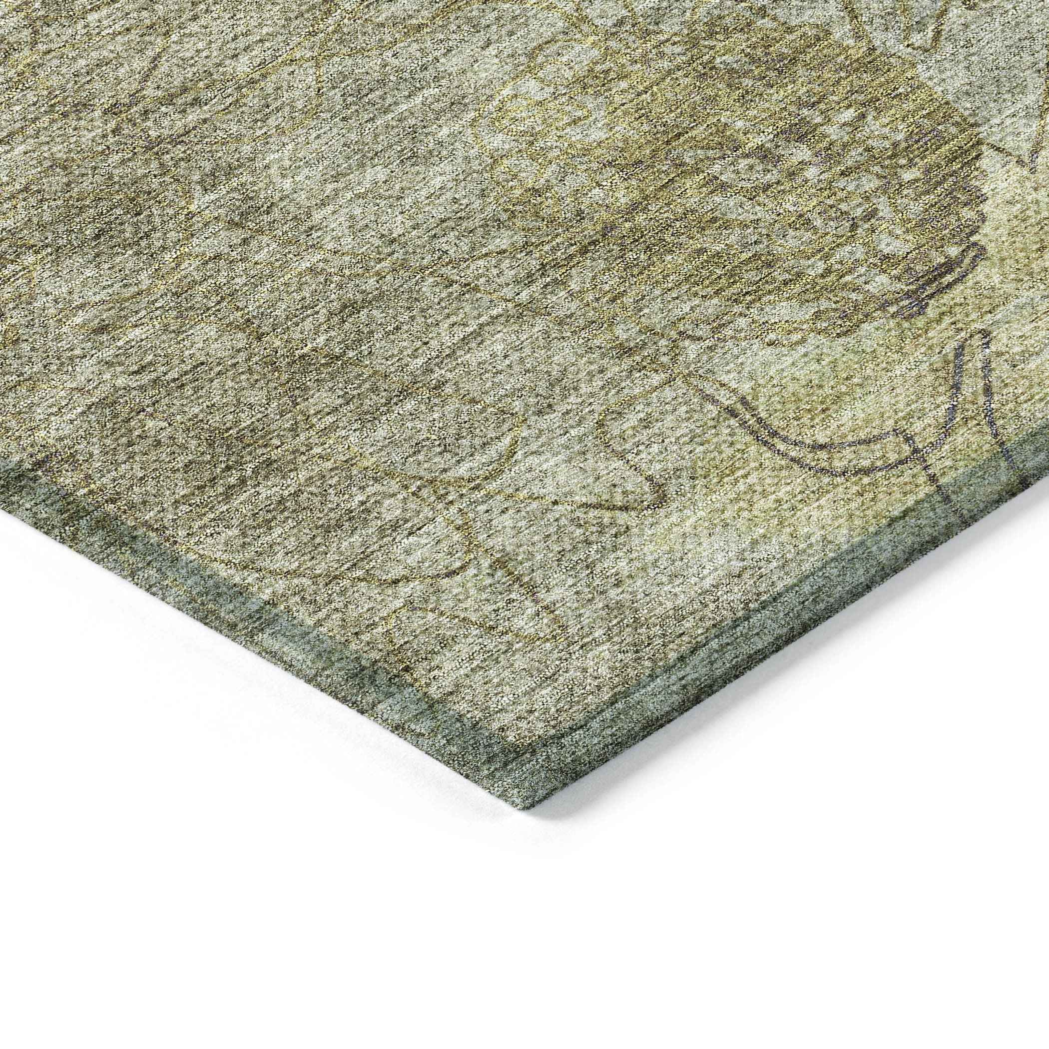 8' X 10' Taupe And Wheat Floral Washable Indoor Outdoor Area Rug