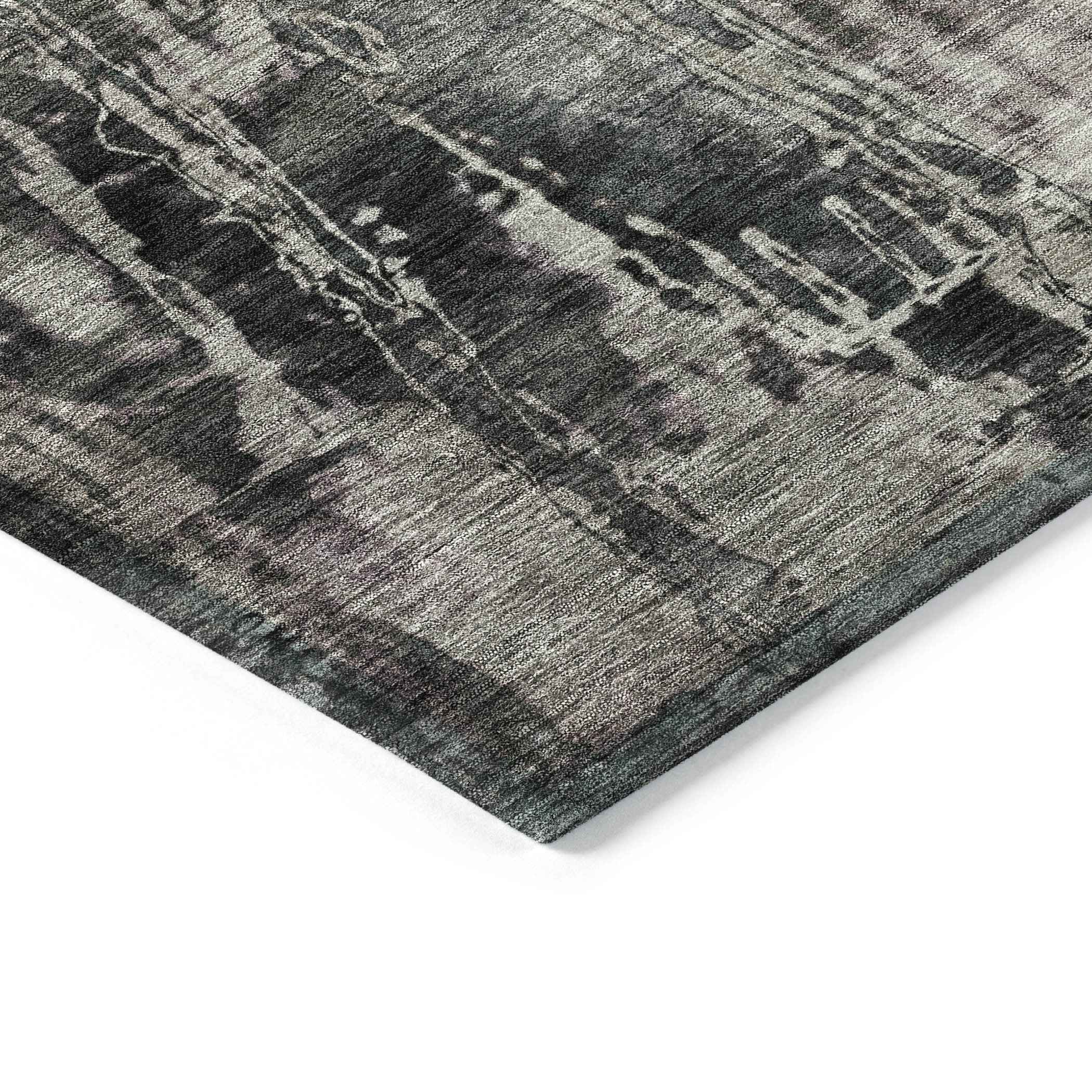 8' X 10' Gray And Silver Abstract Washable Indoor Outdoor Area Rug