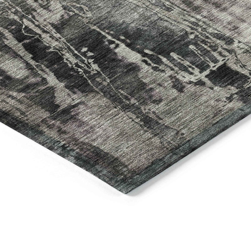 8' X 10' Gray And Silver Abstract Washable Indoor Outdoor Area Rug