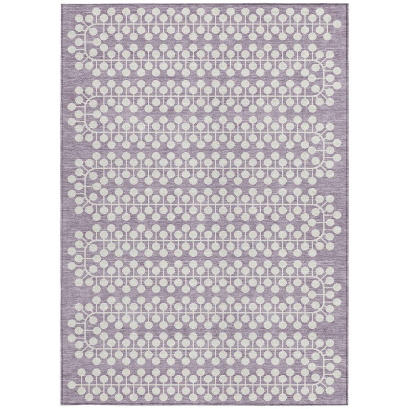8' X 10' Lavender And Ivory Geometric Washable Indoor Outdoor Area Rug