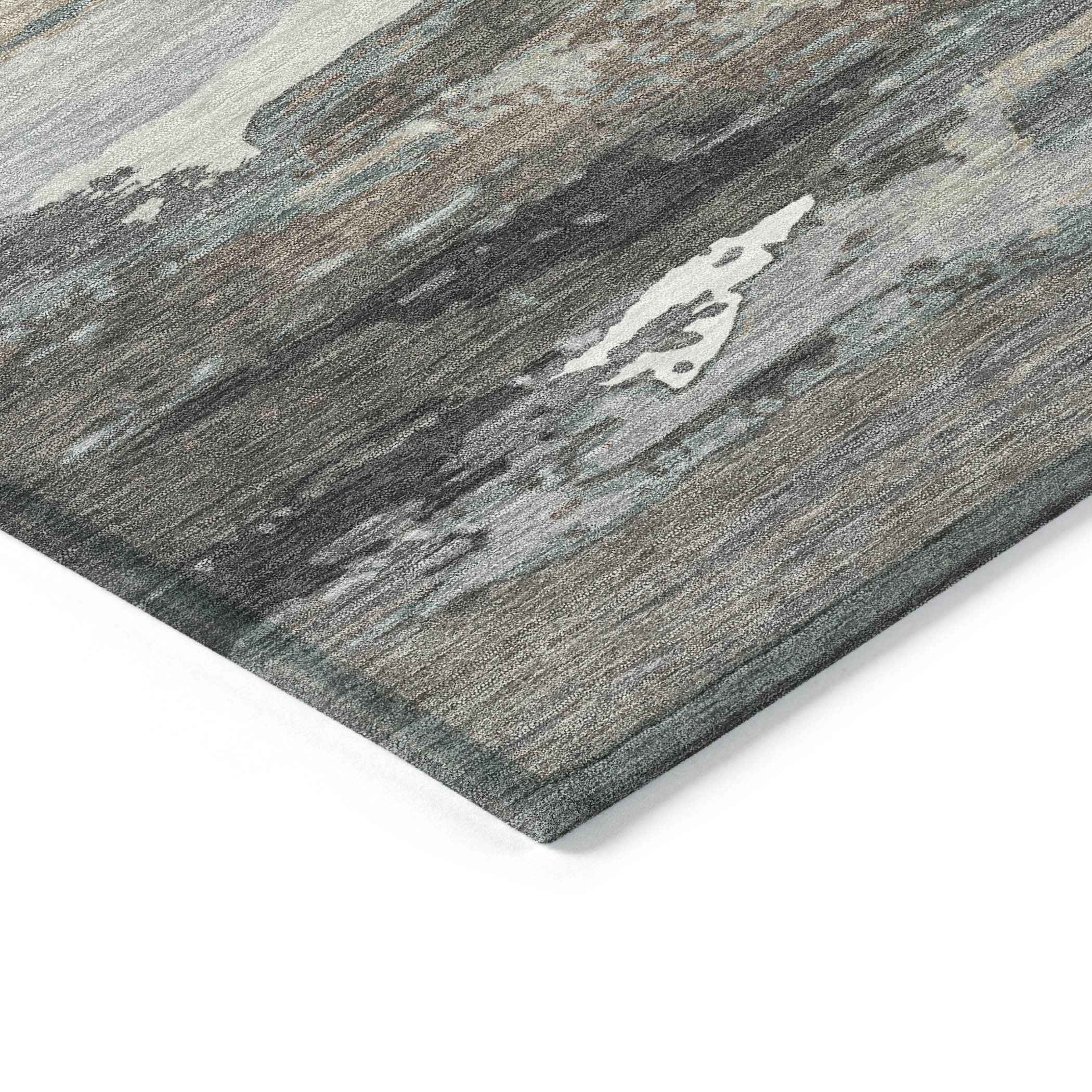 8' X 10' Taupe Gray And Silver Abstract Washable Indoor Outdoor Area Rug