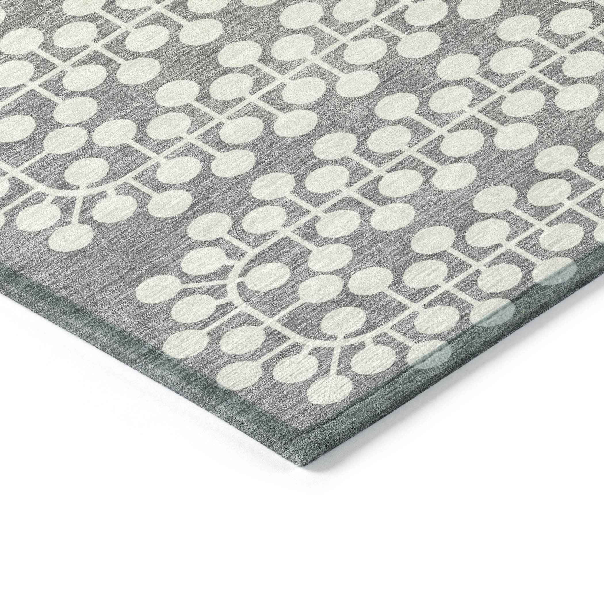 10' X 14' Gray And Ivory Geometric Washable Indoor Outdoor Area Rug