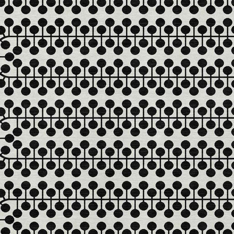 8' X 10' Ivory And Black Geometric Washable Indoor Outdoor Area Rug