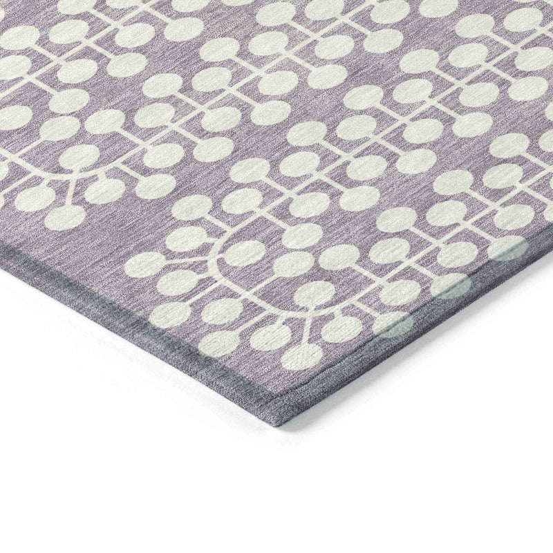 5' X 8' Lavender And Ivory Geometric Washable Indoor Outdoor Area Rug