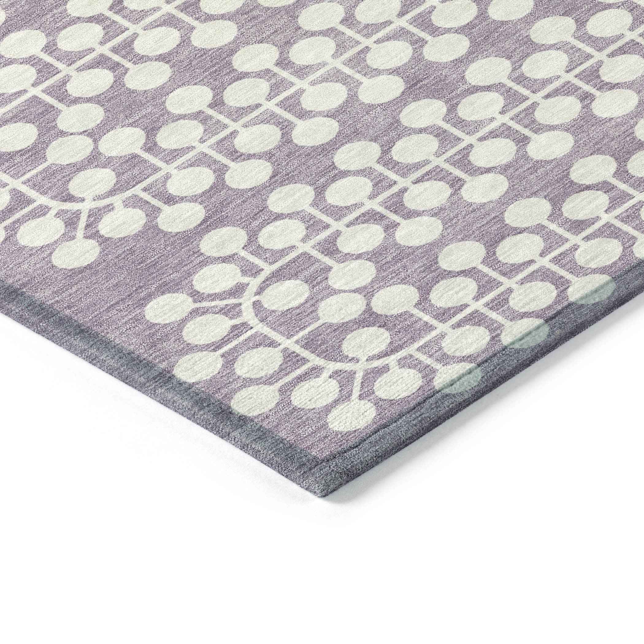 3' X 5' Lavender And Ivory Geometric Washable Indoor Outdoor Area Rug