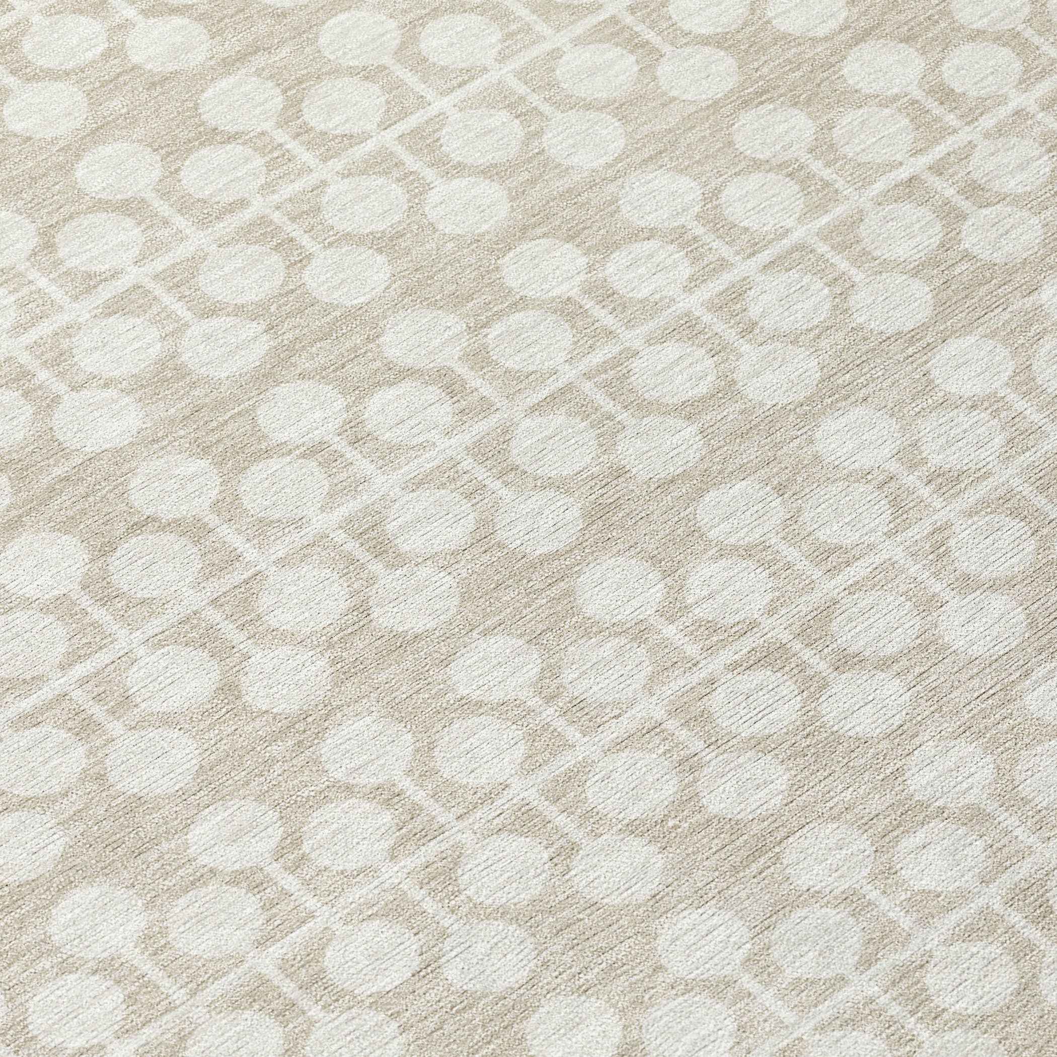 3' X 5' Beige And Ivory Geometric Washable Indoor Outdoor Area Rug