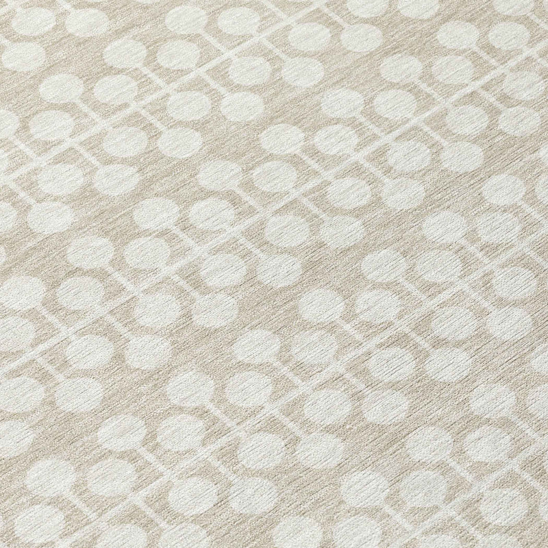 3' X 5' Beige And Ivory Geometric Washable Indoor Outdoor Area Rug