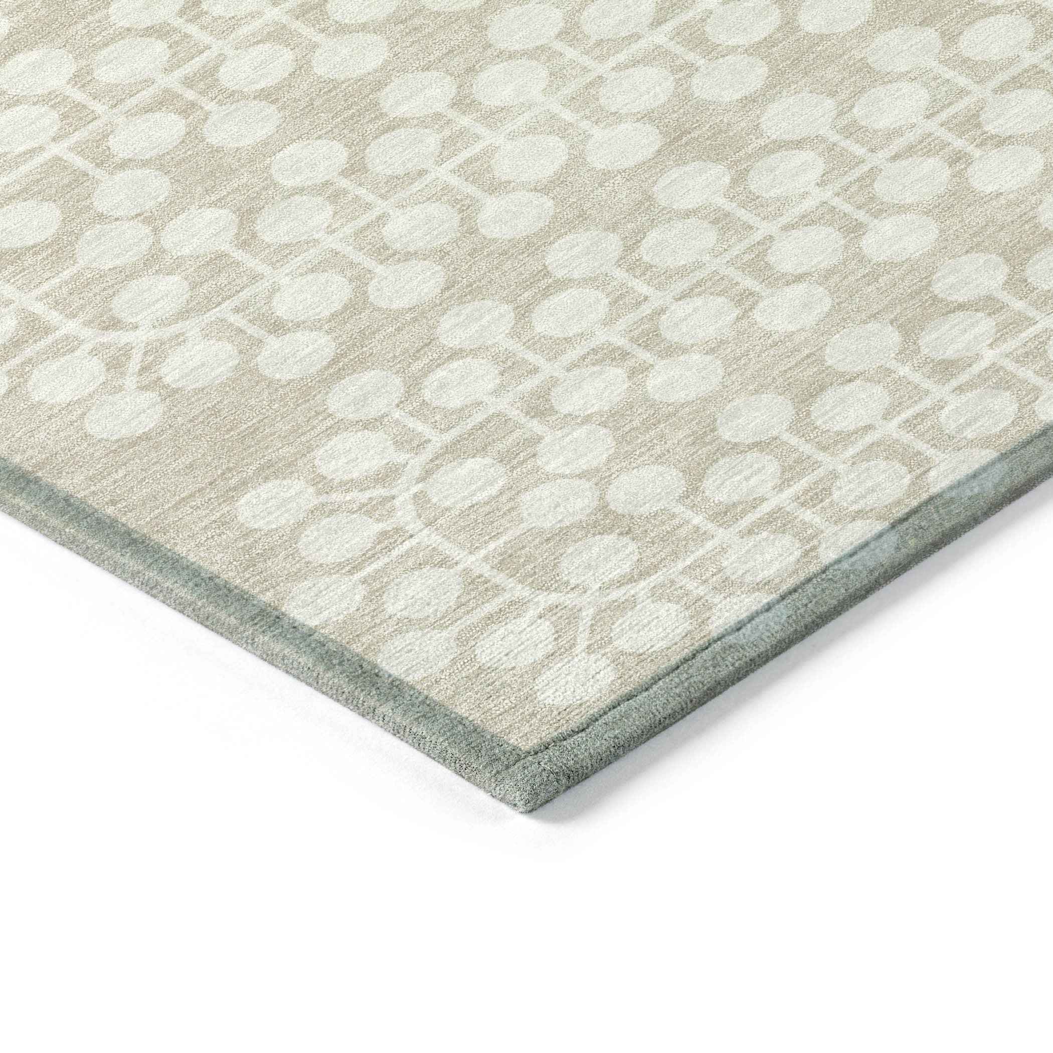 10' X 14' Beige And Ivory Geometric Washable Indoor Outdoor Area Rug