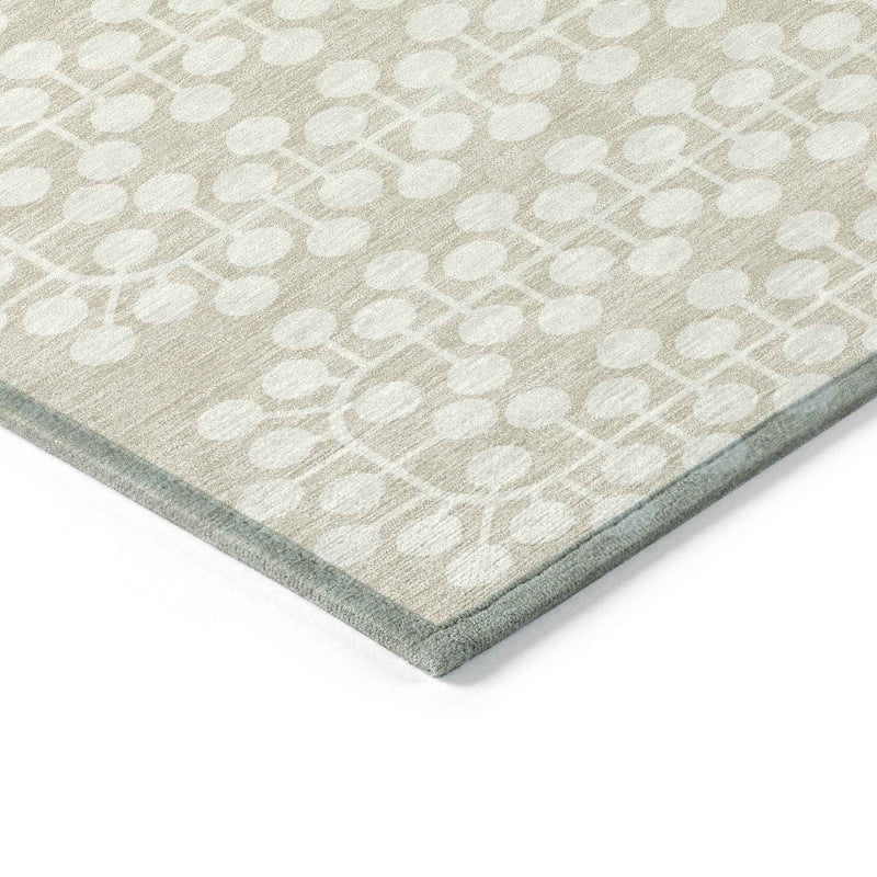 8' X 10' Beige And Ivory Geometric Washable Indoor Outdoor Area Rug