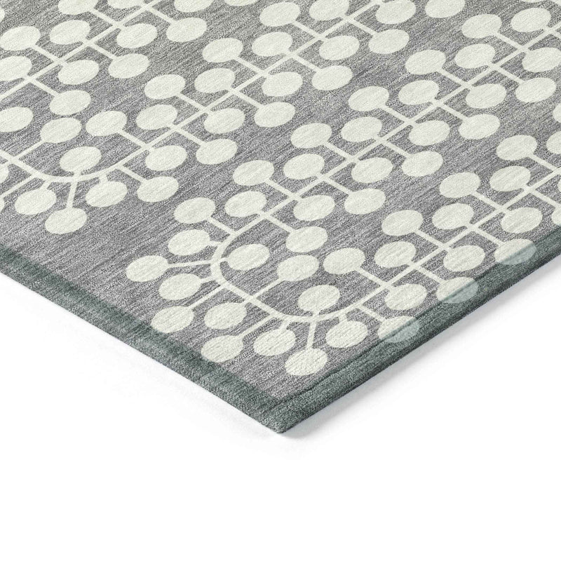 8' X 10' Gray And Ivory Geometric Washable Indoor Outdoor Area Rug