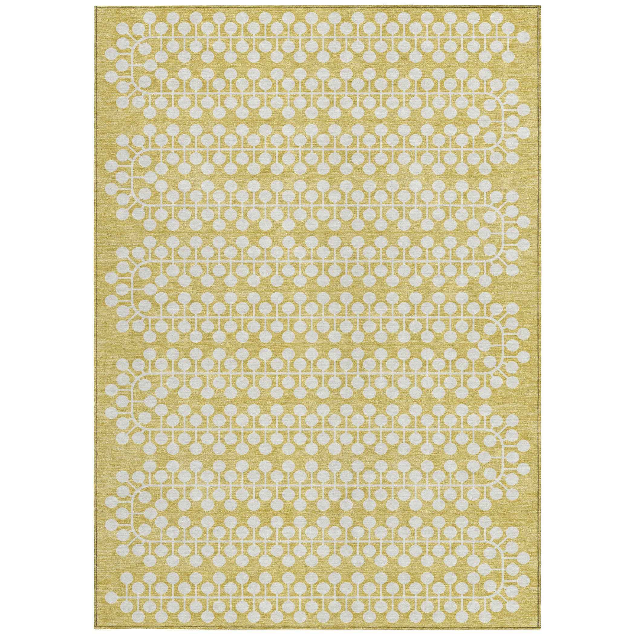 10' X 14' Gold And Ivory Geometric Washable Indoor Outdoor Area Rug