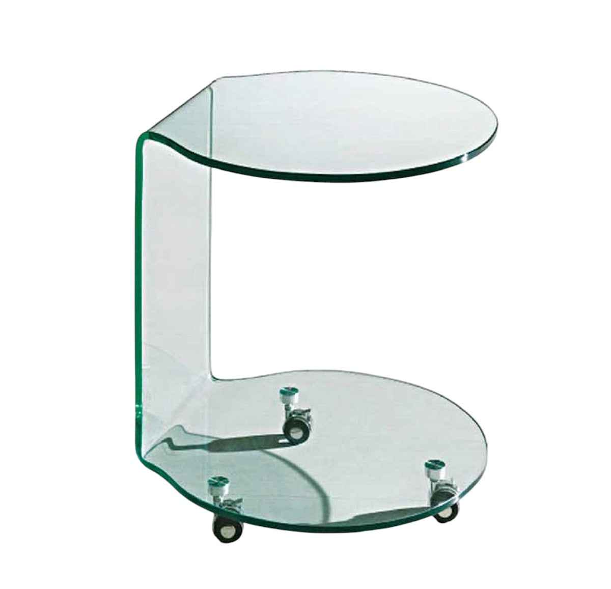 24" Clear Glass Round End Table With Shelf