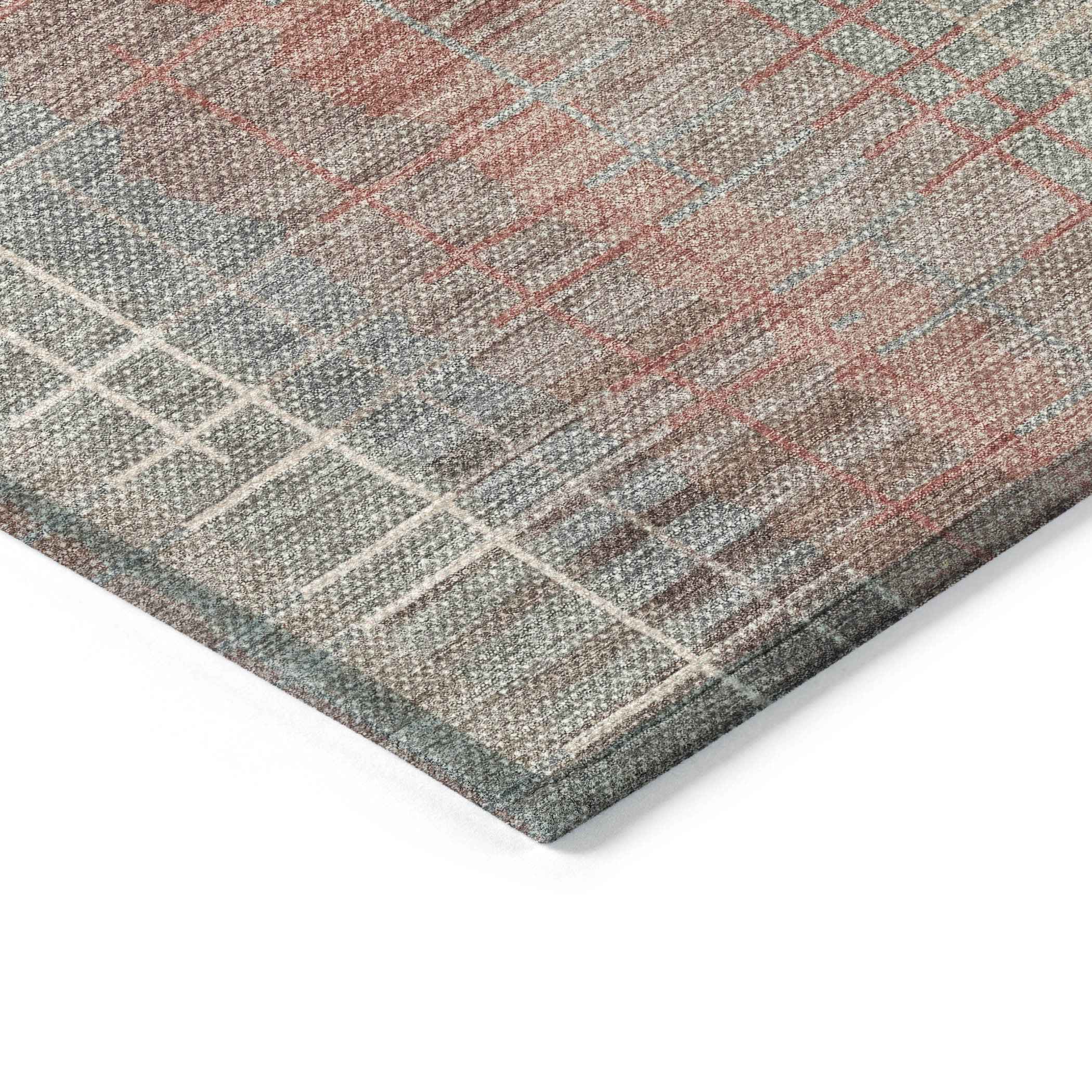 9' X 12' Rust Ivory And Gray Striped Washable Indoor Outdoor Area Rug