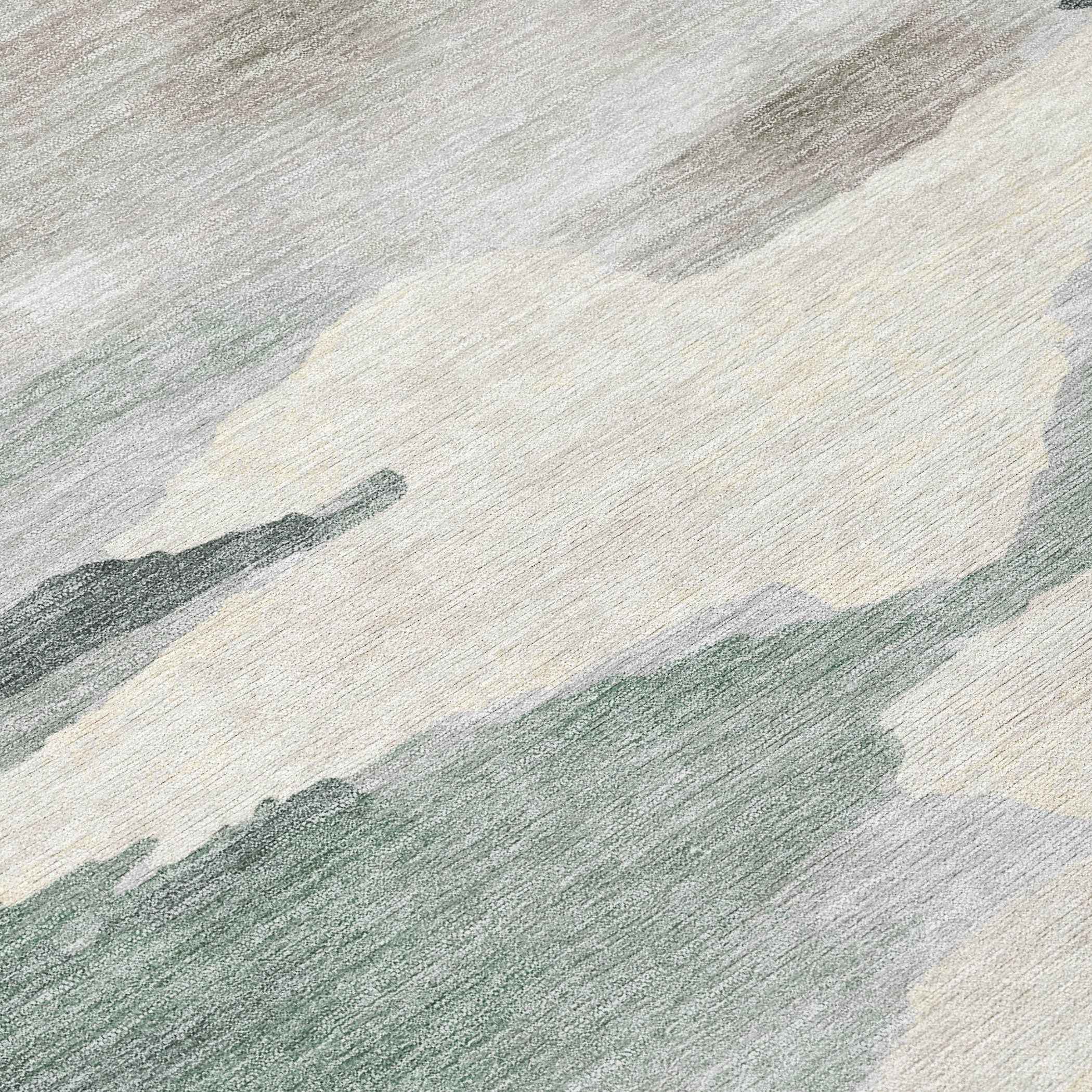 8' Sage And Ivory Round Abstract Washable Indoor Outdoor Area Rug