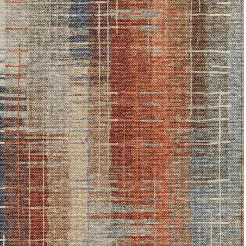 5' X 8' Khaki And Rust Striped Washable Indoor Outdoor Area Rug