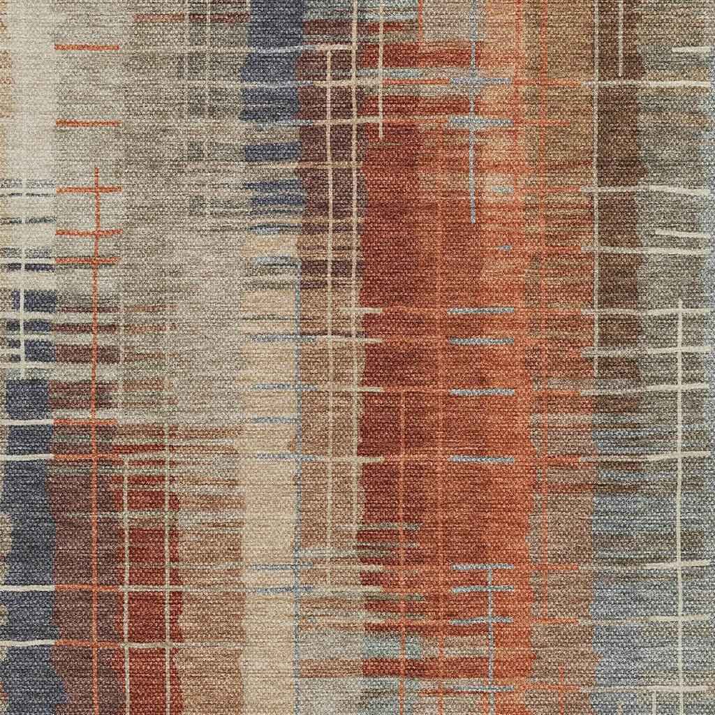 8' X 10' Khaki And Rust Striped Washable Indoor Outdoor Area Rug