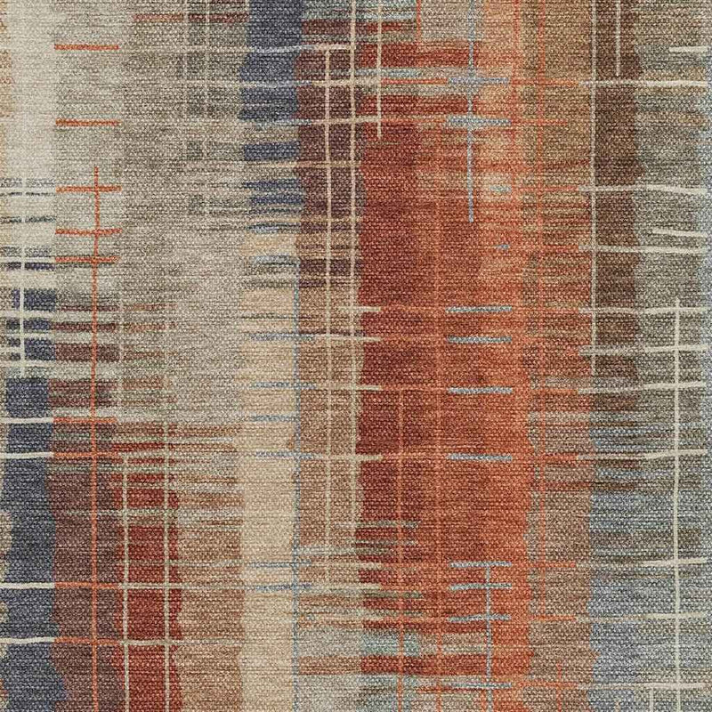 8' X 10' Khaki And Rust Striped Washable Indoor Outdoor Area Rug