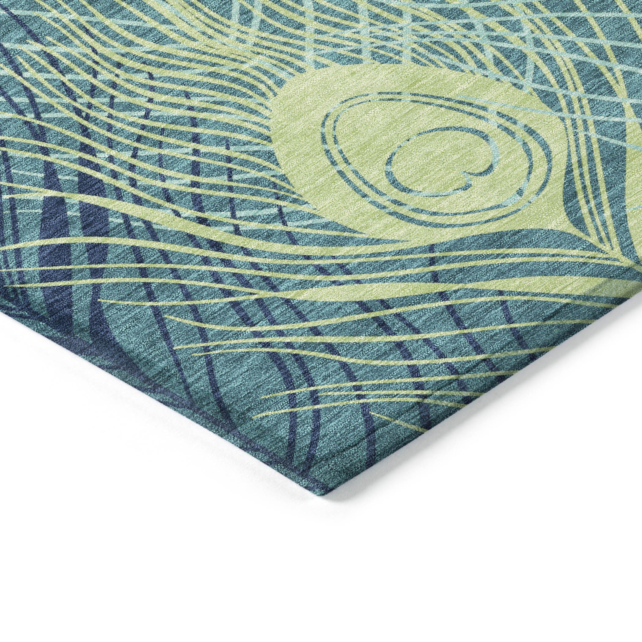 10' X 14' Teal Blue Green And Ivory Floral Washable Indoor Outdoor Area Rug - Sports & Outdoor