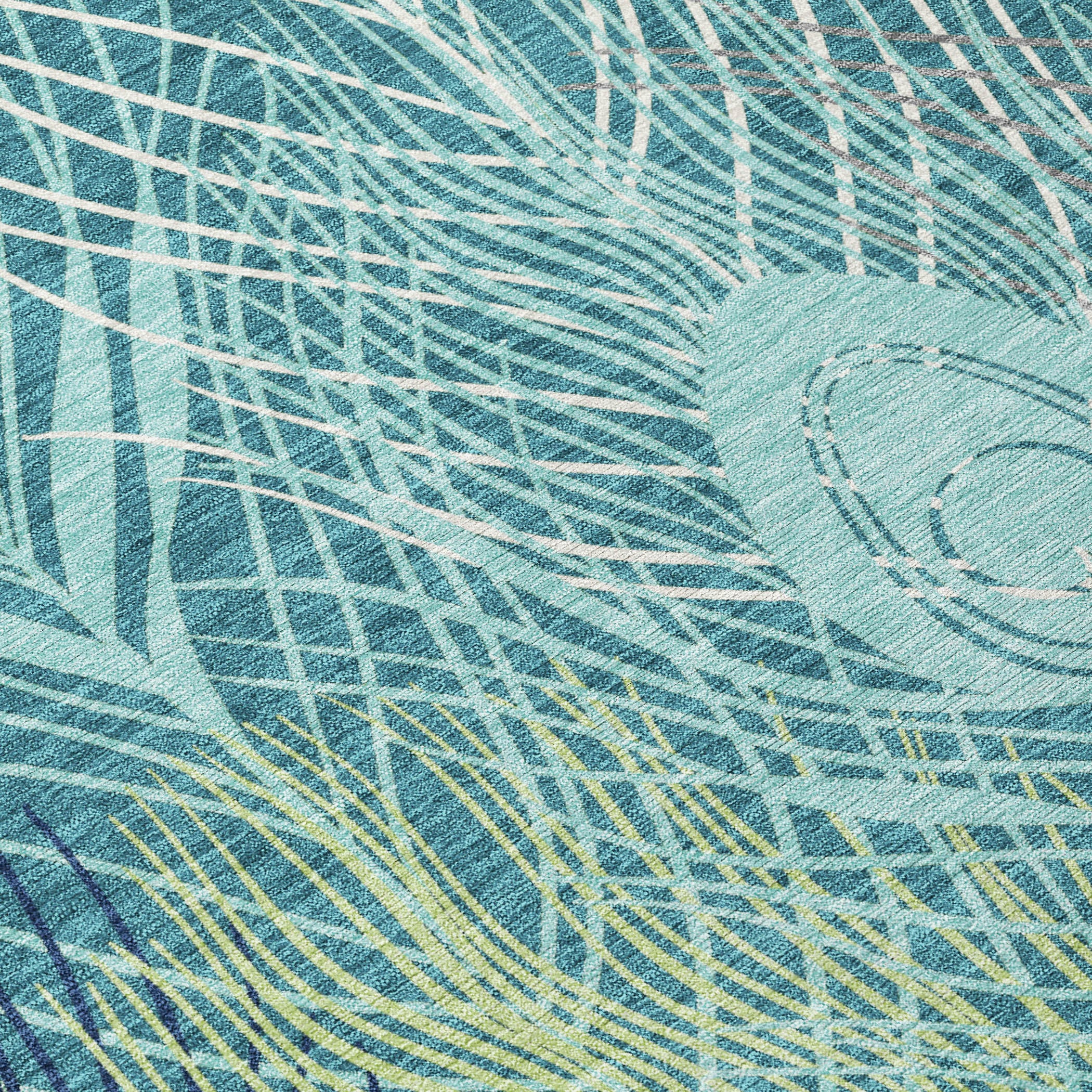 10' X 14' Teal Blue Green And Ivory Floral Washable Indoor Outdoor Area Rug - Sports & Outdoor