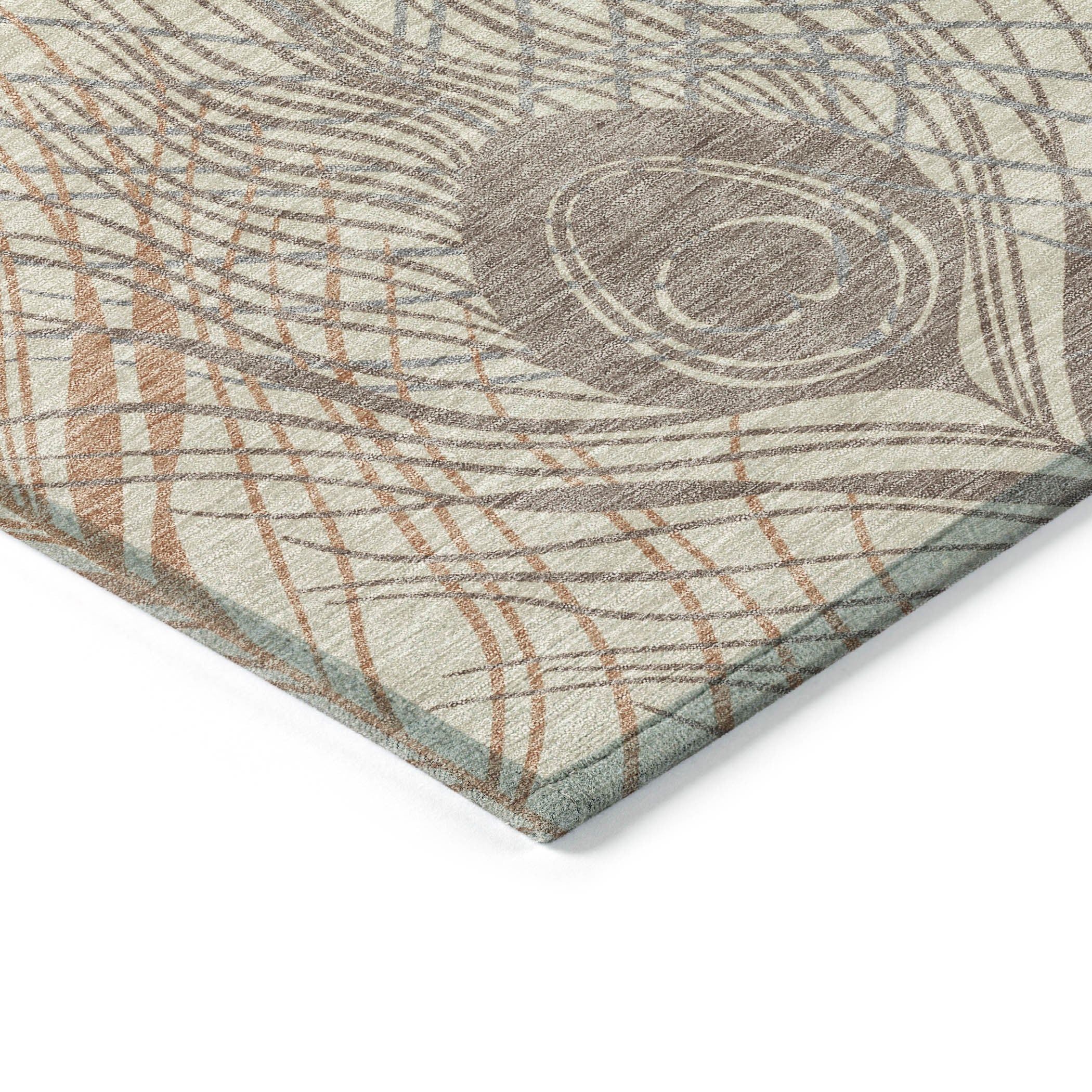 5' X 8' Beige Copper And Gray Floral Washable Indoor Outdoor Area Rug - Sports & Outdoor