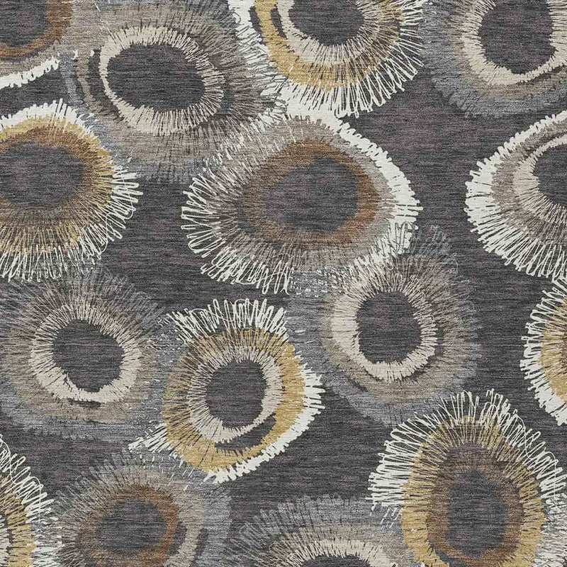 5' X 8' Charcoal Ivory And Copper Geometric Washable Indoor Outdoor Area Rug