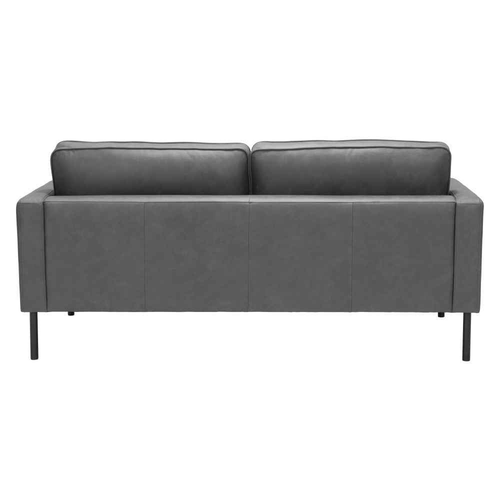 72" Gray Faux Leather Sofa