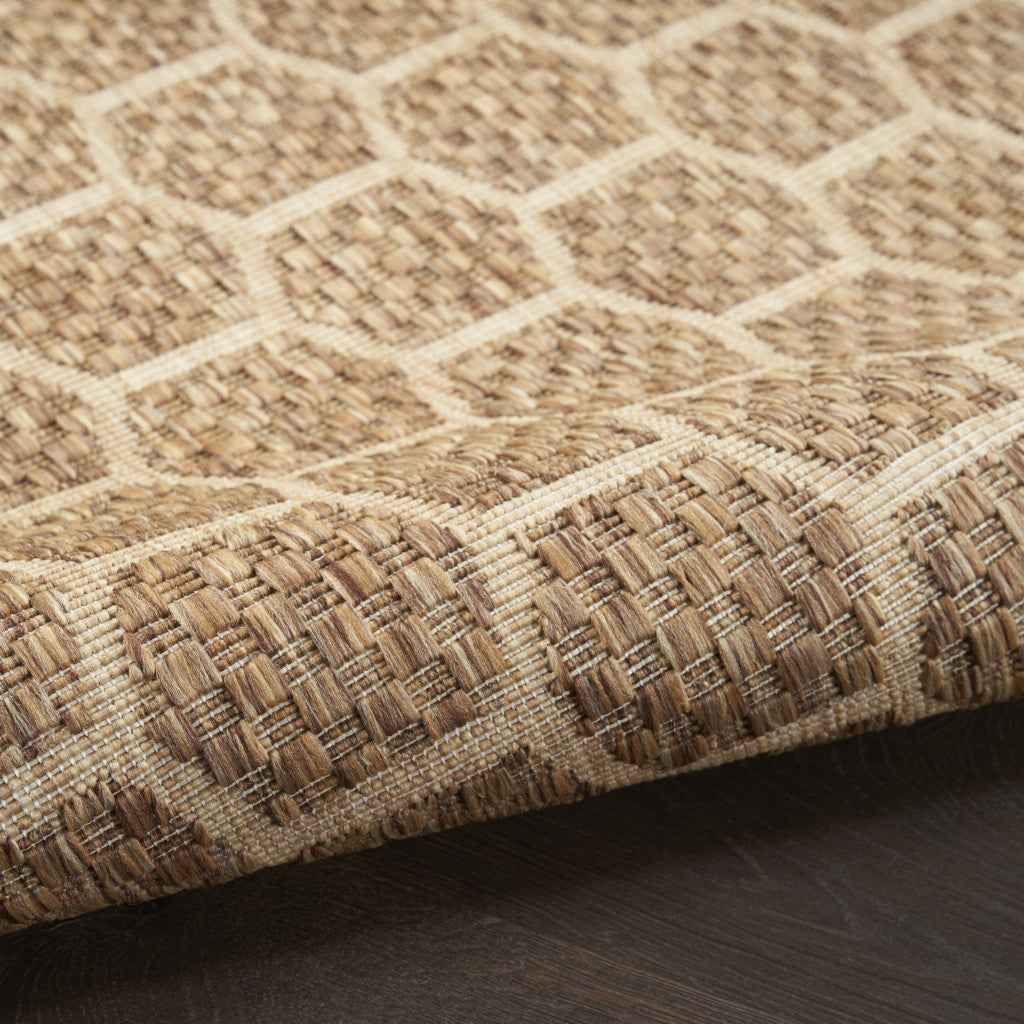 4' X 6' Natural And Beige Geometric Indoor Outdoor Area Rug