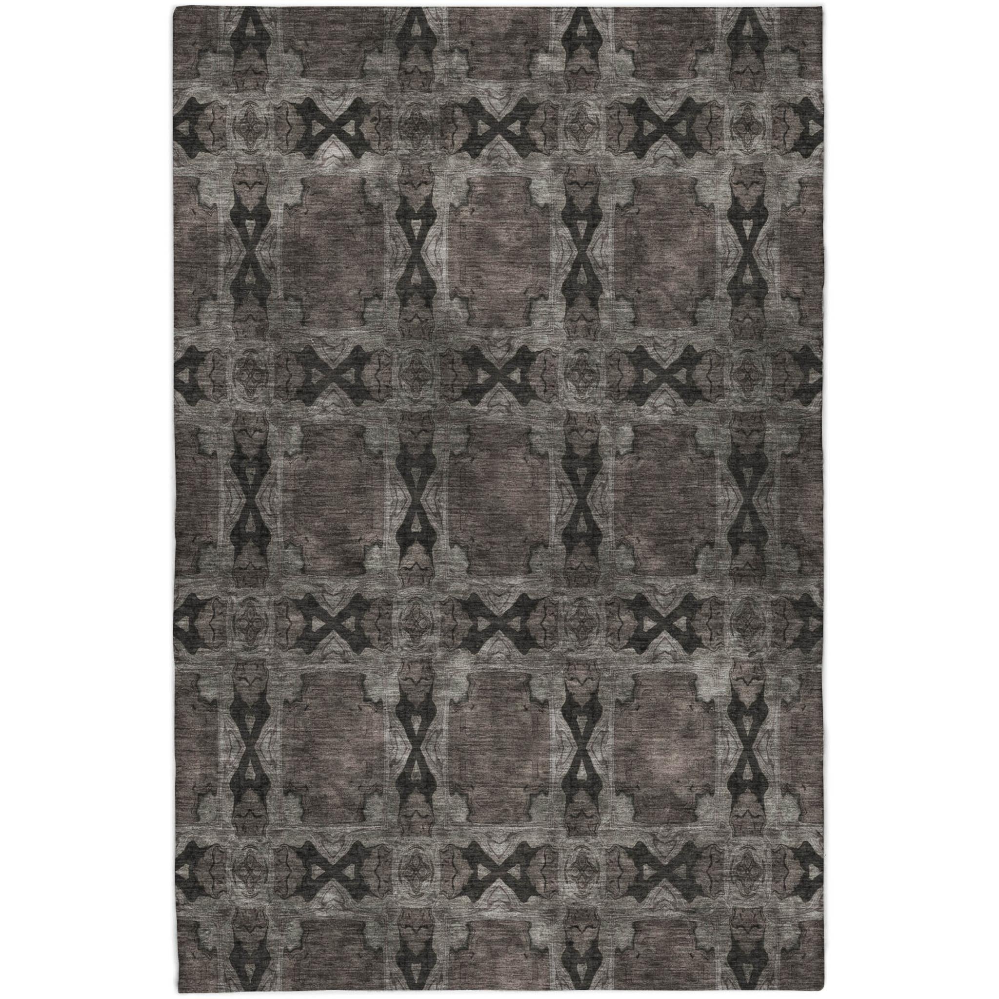 10' X 14' Gray And Charcoal Geometric Shag Washable Area Rug With UV Protection - Home & Garden