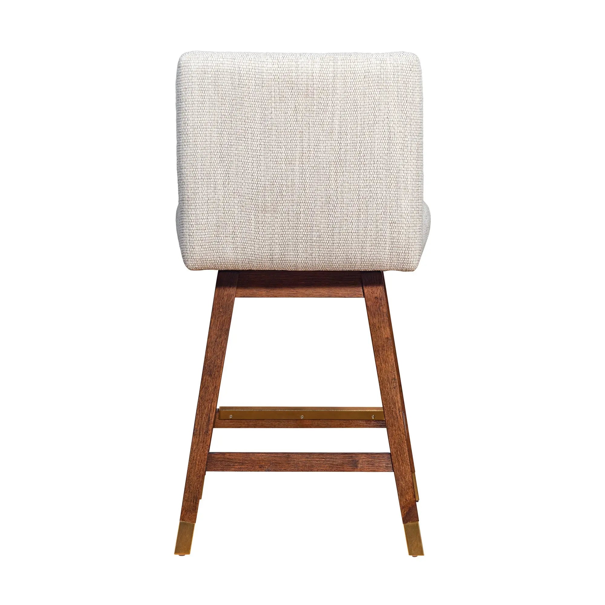 26" Beige And Brown Solid Wood Swivel Bar Height Bar Chair Homeroots Living Room