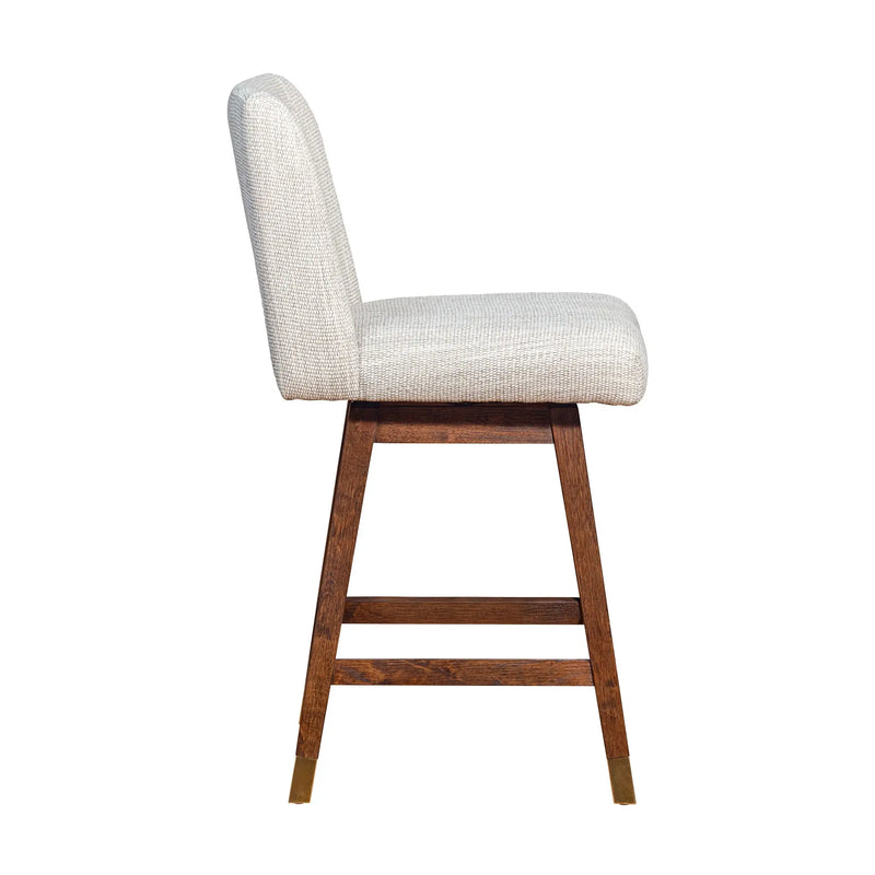 26" Beige And Brown Solid Wood Swivel Bar Height Bar Chair Homeroots Living Room