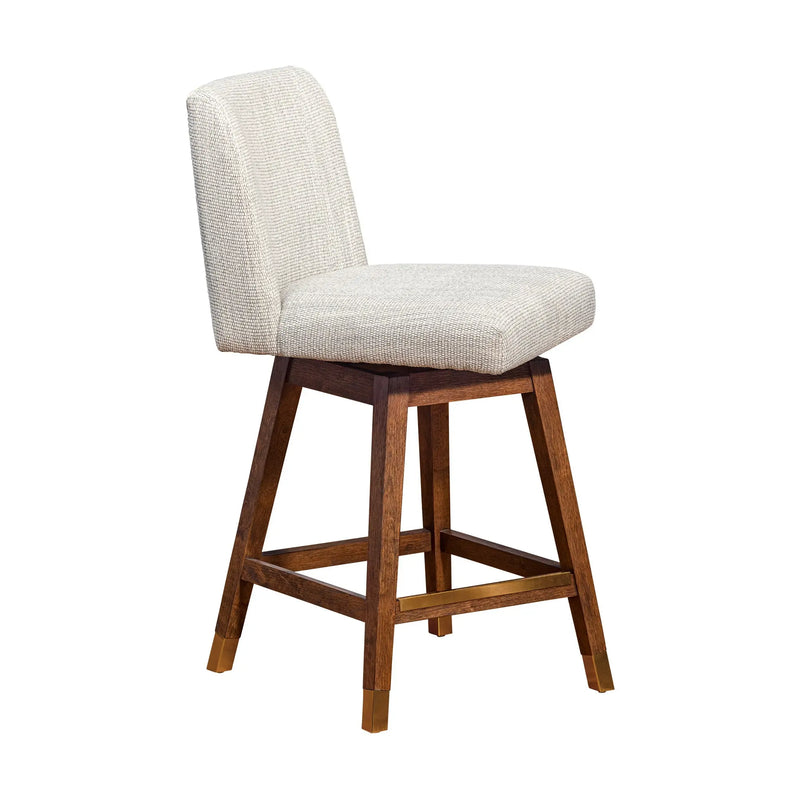 26" Beige And Brown Solid Wood Swivel Bar Height Bar Chair Homeroots Living Room