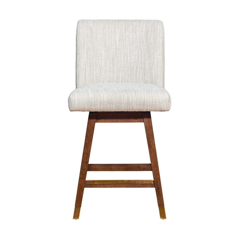 26" Beige And Brown Solid Wood Swivel Bar Height Bar Chair Homeroots Living Room
