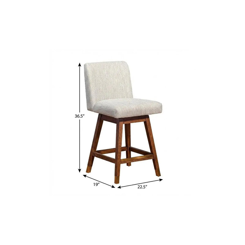 26" Beige And Brown Solid Wood Swivel Bar Height Bar Chair Homeroots Living Room