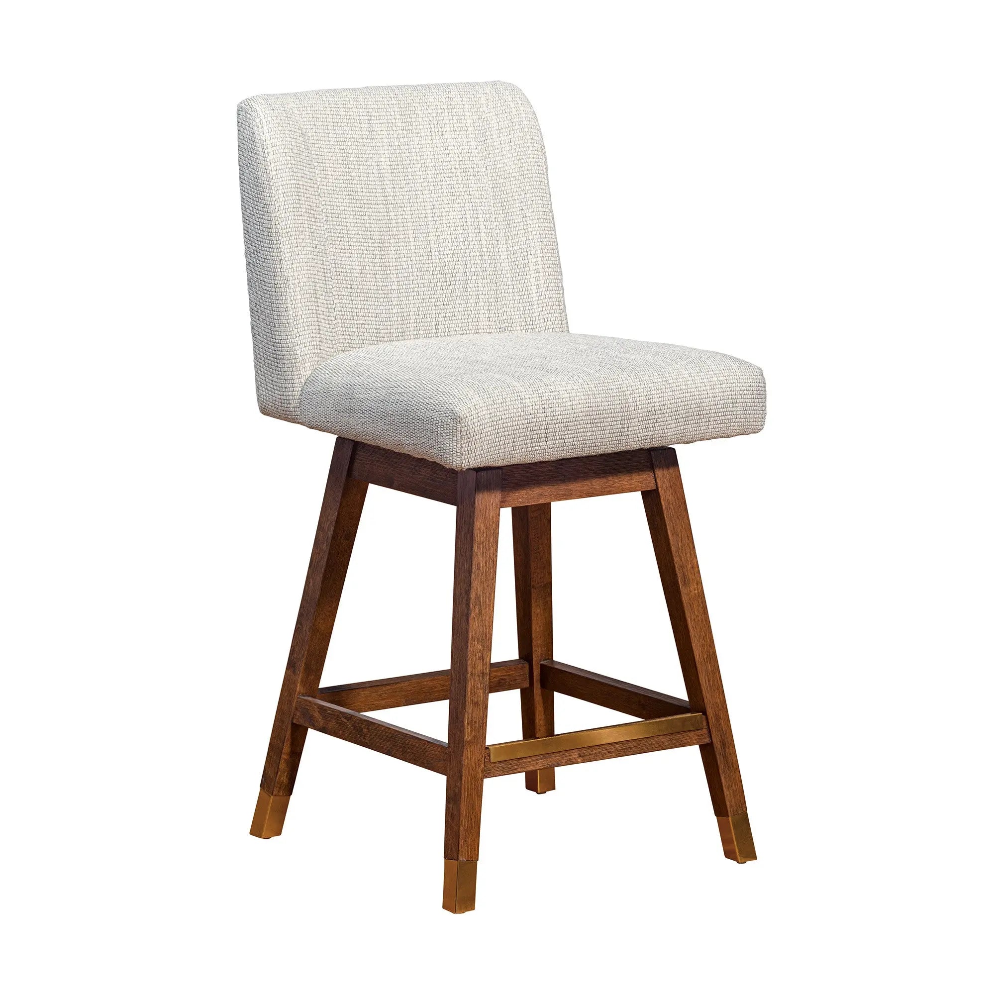 26" Beige And Brown Solid Wood Swivel Bar Height Bar Chair Homeroots Living Room