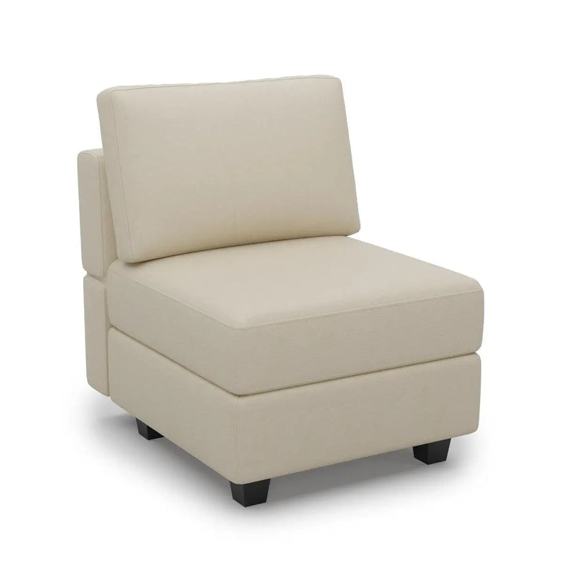 26" Beige Faux Leather and Solid Wood Lounge Chair With Storage Homeroots Living Room