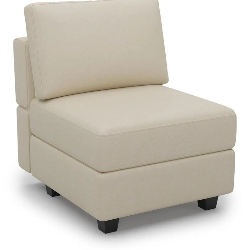26" Beige Faux Leather and Solid Wood Lounge Chair With Storage Homeroots Living Room