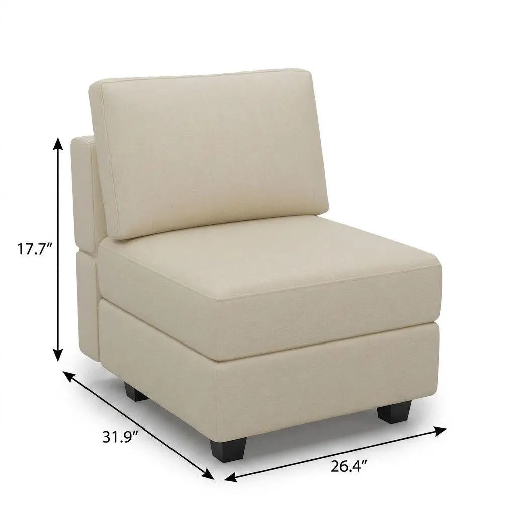 26" Beige Faux Leather and Solid Wood Lounge Chair With Storage Homeroots Living Room