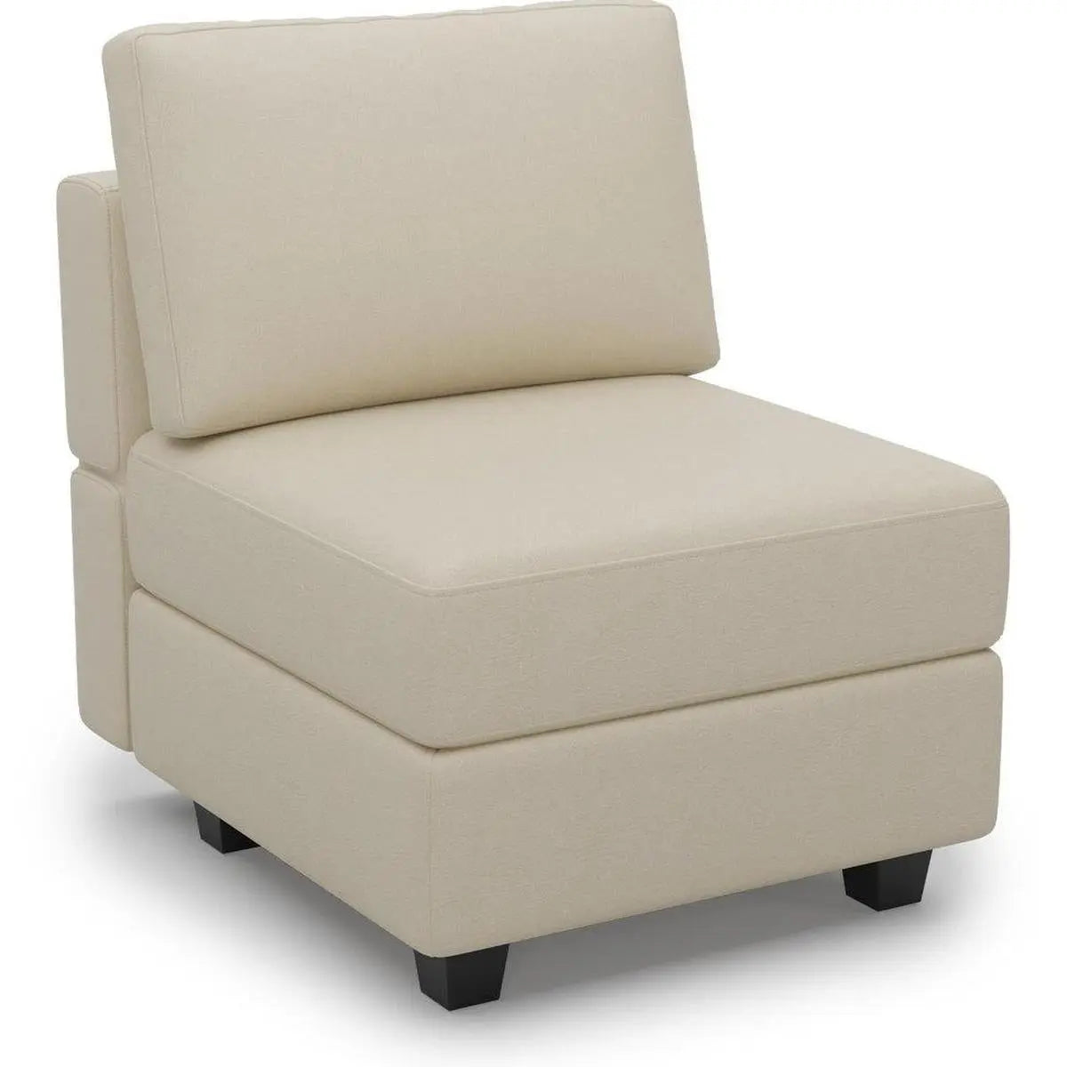26" Beige Faux Leather and Solid Wood Lounge Chair With Storage Homeroots Living Room