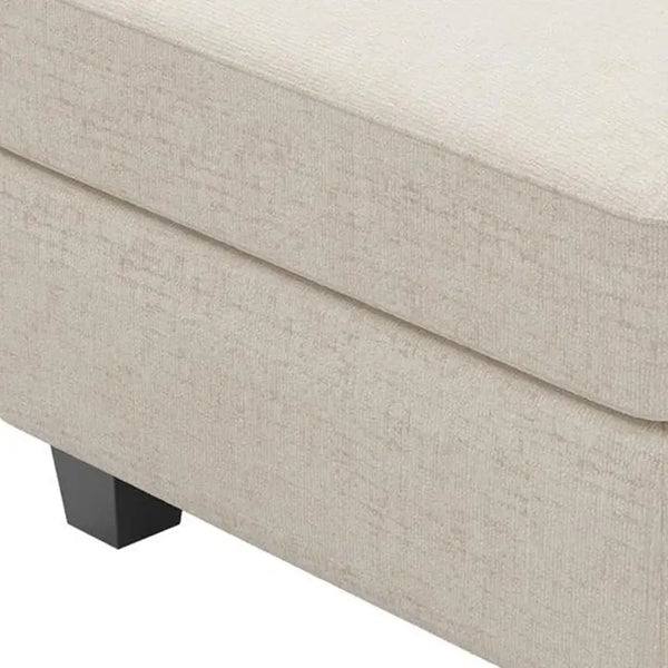 26" Beige and Black Chenille Storage Ottoman Homeroots Living Room