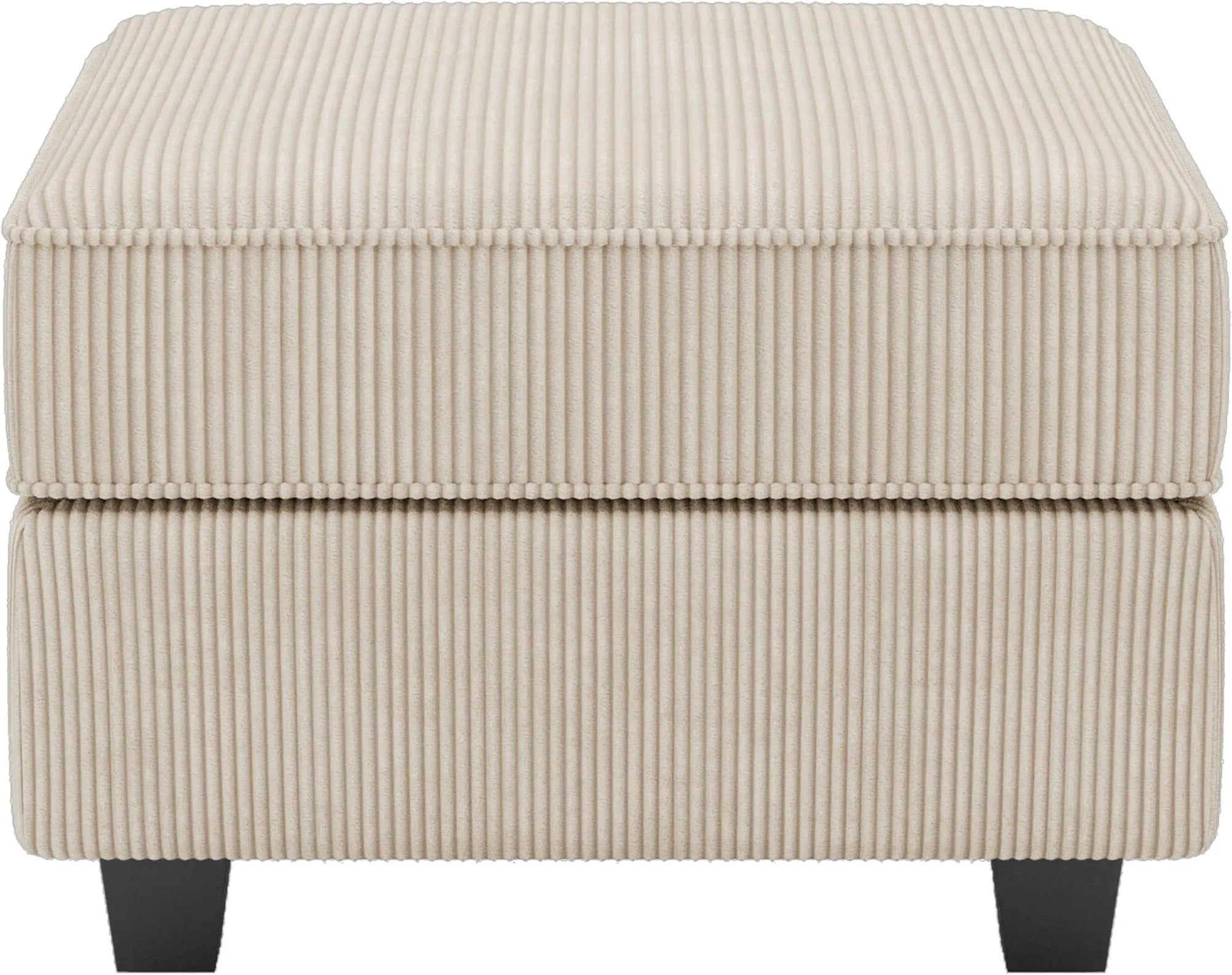26" Beige and Black Corduroy Storage Ottoman Homeroots Living Room