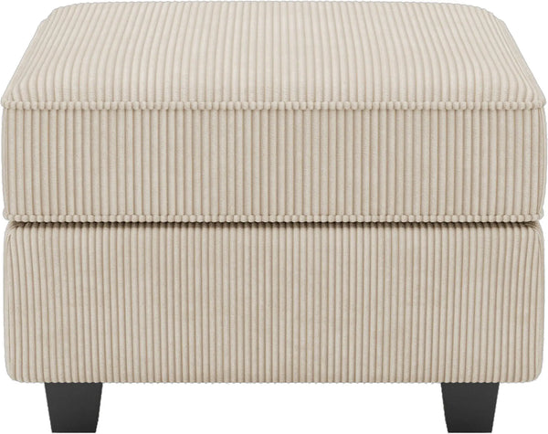 26" Beige and Black Corduroy Storage Ottoman Homeroots Living Room
