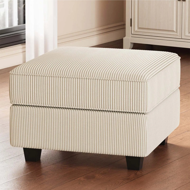 26" Beige and Black Corduroy Storage Ottoman Homeroots Living Room