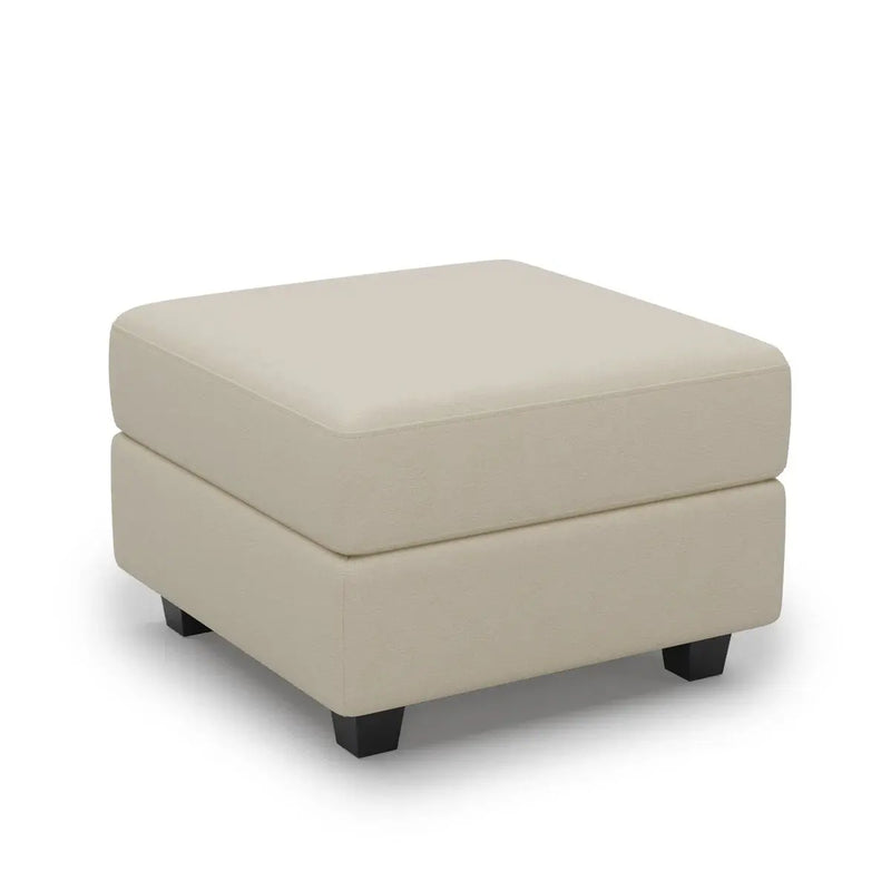 26" Beige and Black Faux Leather Storage Ottoman Homeroots Living Room