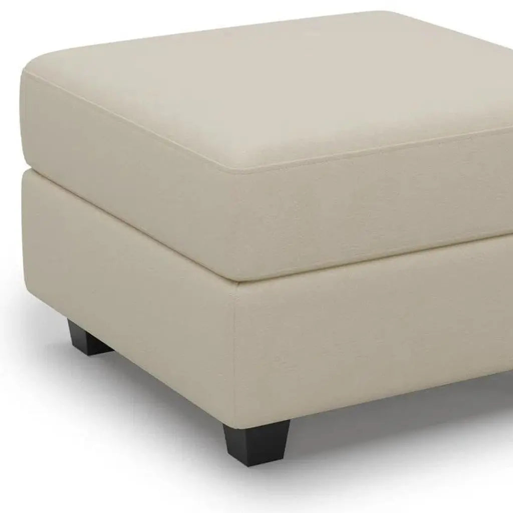 26" Beige and Black Faux Leather Storage Ottoman Homeroots Living Room